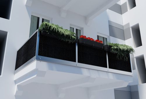 Polyrattan Betekintésgátló korláttakaró, 1400 g/m2, 20mx1,1m, RD04 Fekete