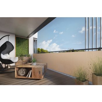   Polyrattan Betekintésgátló korláttakaró, 1400 g/m2, 20mx0,9m, RD18 Krém