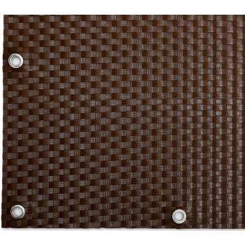   Polyrattan Betekintésgátló korláttakaró rögzítőlyukkal, 1400 g/m2˛, 5mx0,9m, RD01 Dióbarna