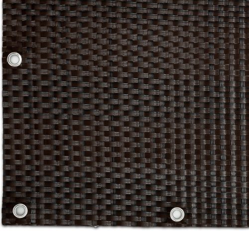 Polyrattan Betekintésgátló korláttakaró rögzítőlyukkal, 1400 g/m2˛, 5mx0,9m, RD06 Barna Mix