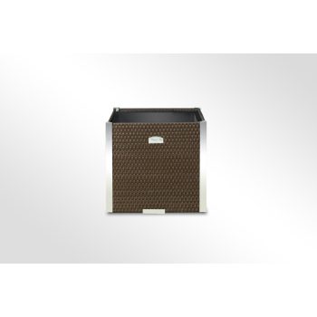   Polyrattan Kerti Virágláda 46x46x46 cm Aluminium elemekkel, RD01 Dióbarna