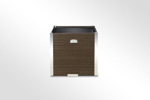 Polyrattan Kerti Virágláda 46x46x46 cm Aluminium elemekkel, RD01 Dióbarna