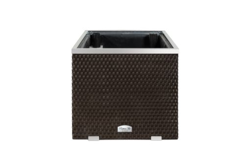Polyrattan Kerti Virágláda Öntöztetővel 50x50x43 cm, RD03 Antracit (sötétszürke)