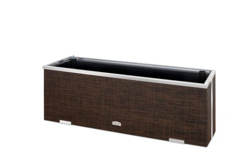 Polyrattan Kerti Virágláda Öntöztetővel 95x39x43 cm, RD01 Dióbarna