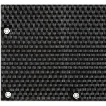   Polyrattan Betekintésgátló korláttakaró rögzítőlyukkal, 1400 g/m2˛, 0,9m széles, méterre rendelhető, RD04 Fekete