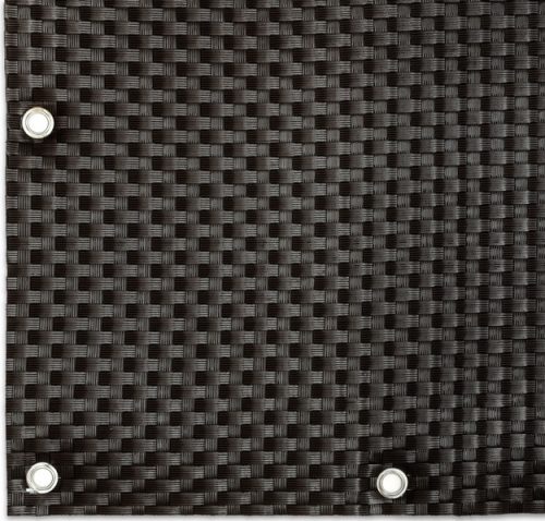 Polyrattan Betekintésgátló korláttakaró rögzítőlyukkal, 1400 g/m2˛, 1m széles, méterre rendelhető, RD02 Sötétbarna