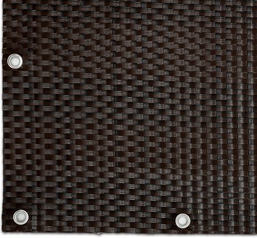 Polyrattan Betekintésgátló korláttakaró rögzítőlyukkal, 1400 g/m2˛, 1m széles, méterre rendelhető, RD06 Barna Mix