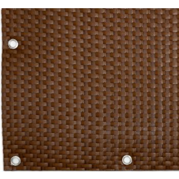   Polyrattan Betekintésgátló korláttakaró rögzítőlyukkal, 1400 g/m2˛, 1m széles, méterre rendelhető, RD13 Mézbarna