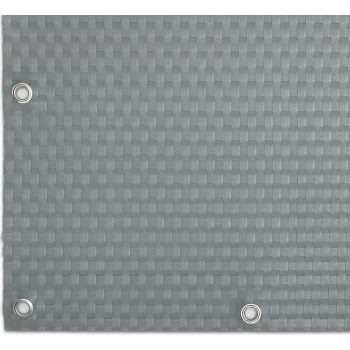   Polyrattan Betekintésgátló korláttakaró rögzítőlyukkal, 1400 g/m2˛, 1m széles, méterre rendelhető, RD17 Világosszürke