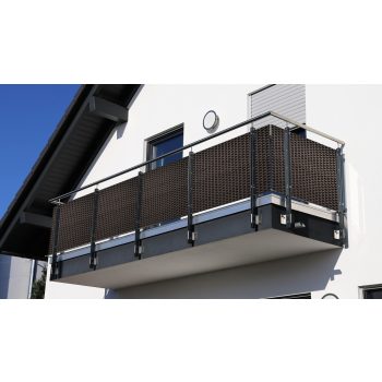   Polyrattan Betekintésgátló korláttakaró, 1400 g/m2, 3mx0,9m, RD02 Sötétbarna