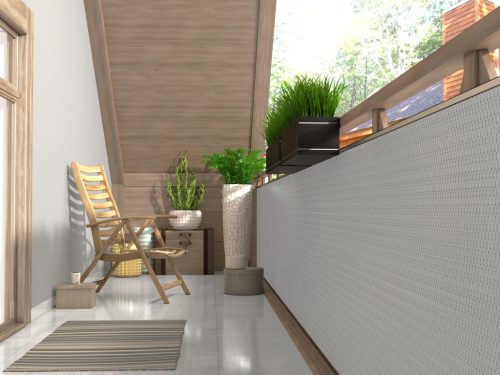 Polyrattan Betekintésgátló korláttakaró, 1400 g/m2, 3mx0,9m, RD17 Világosszürke