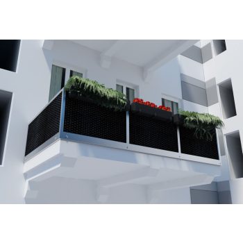   Polyrattan Betekintésgátló korláttakaró, 1400 g/m2, 5mx0,9m, RD04 Fekete