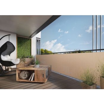   Polyrattan Betekintésgátló korláttakaró, 1400 g/m2, 5mx1m, RD18 Krém