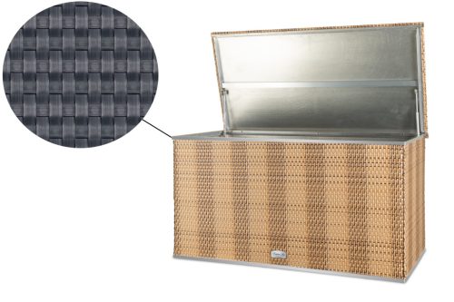 Exkluzív polyrattan párnatartó láda, 115x60x60cm, RD03 Antracit (sötétszürke)