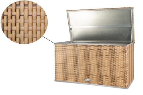 Exkluzív polyrattan párnatartó láda, 115x60x60cm, RD08 Szalmasárga
